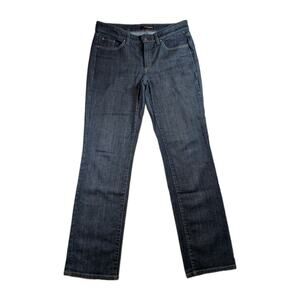Cambio Dark Wash Straight Leg Stretch Jeans Womens 34 Measured Fit EURO CHIC